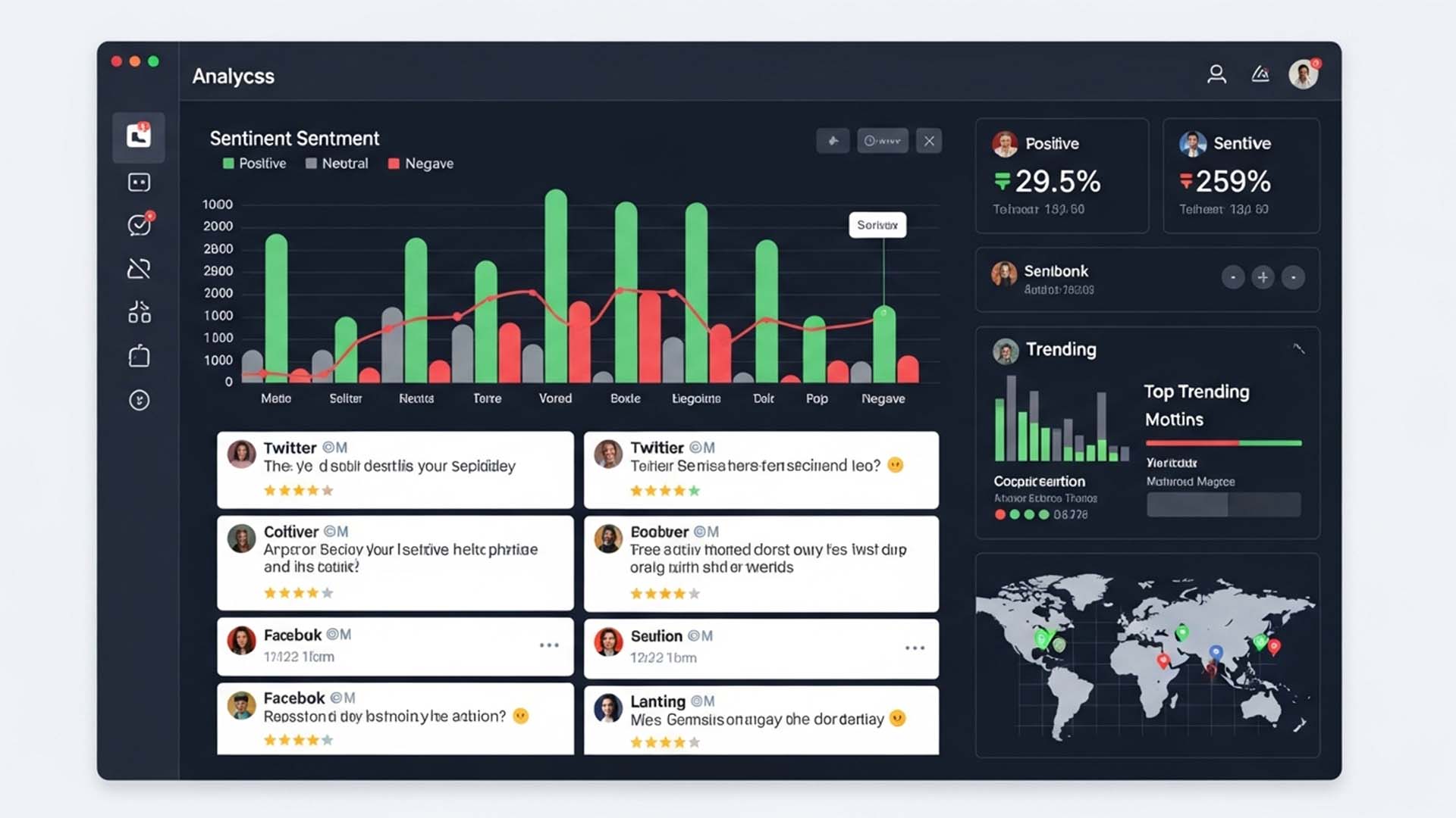 Sentiment analysis chart for sample customer comments